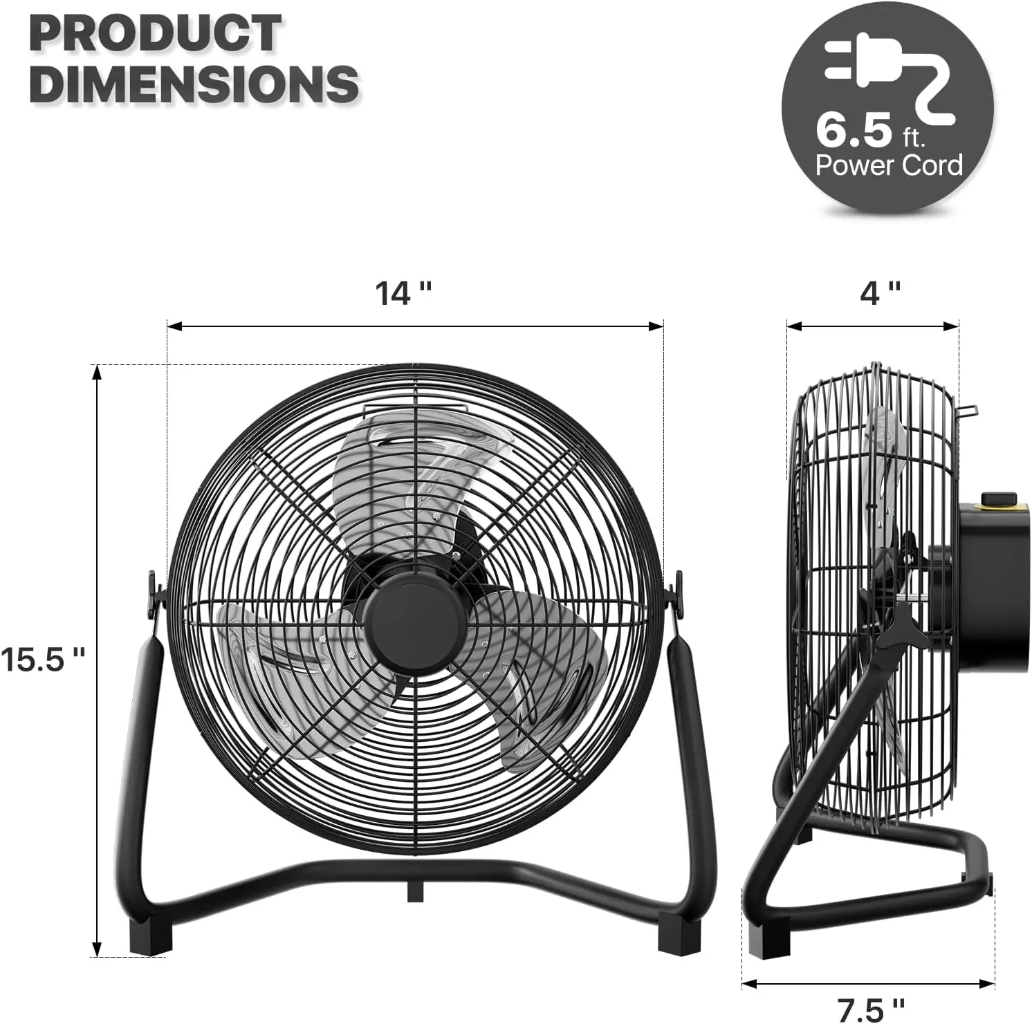 mollie 14 Inch High Velocity Fan Heavy Duty Metal Industrial Floor Fan 3 Speed Adjustable Tilt Portable Quiet Air Circulator