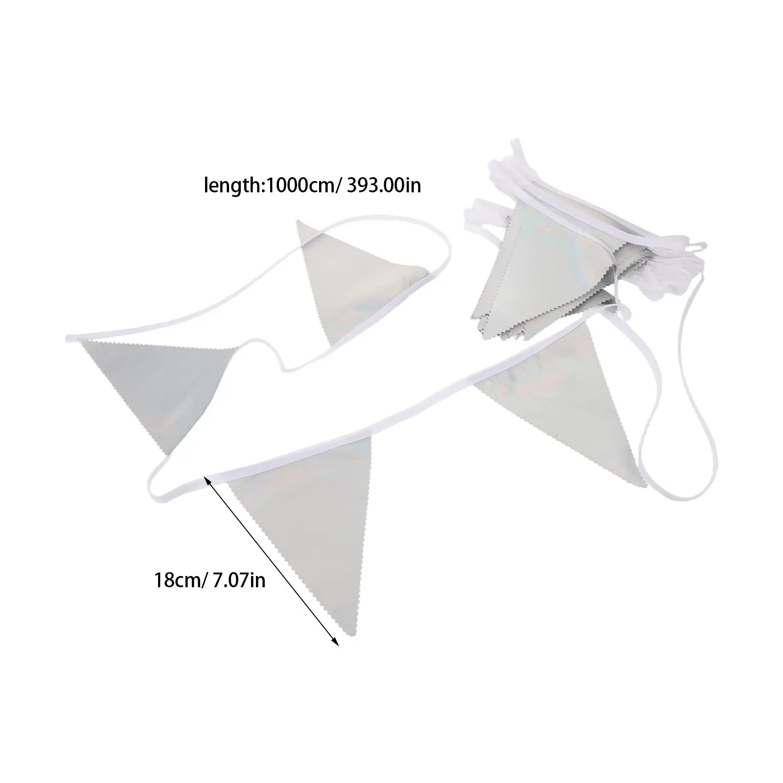 32.8ft Iridescent Triangle Flag Banner Fabric Bunting Garland Glitter Pennant Flags for Birthday Wedding Engagement Party Spring