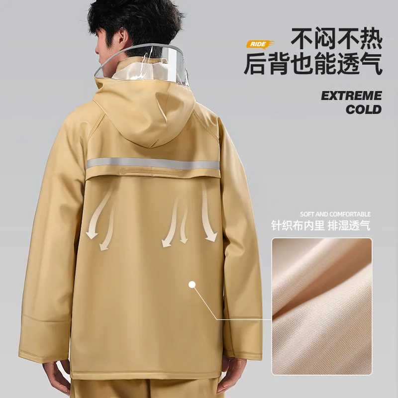 Heavy Rainproof Thickened Motorcycle Raincoat Set, Men's Long-style Design, Full-body Waterproof for Adult Riders - Image 5