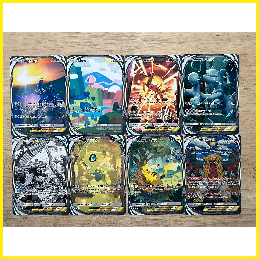 

BLBU PTCG Pocket Texture2 3 Коллекционные карты Golbat Lapras Gyarados Mewtwo с тиснением Флэш-карты Тренеры Английская карта в подарок
