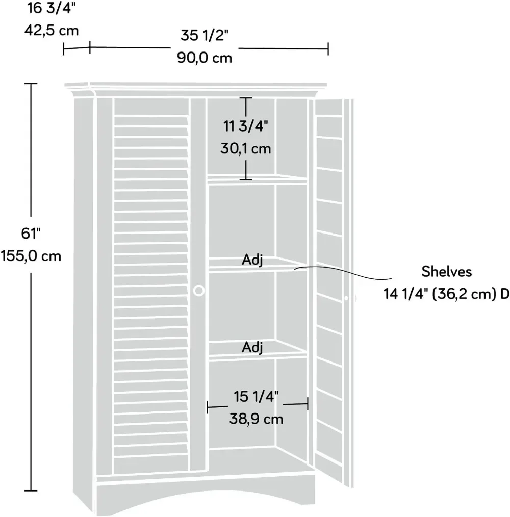 L: 35,43 "x W: 16,73" x H: 61,02 ", acabado de roble salado, armarios de cocina, armarios de sala de estar, armarios multiusos