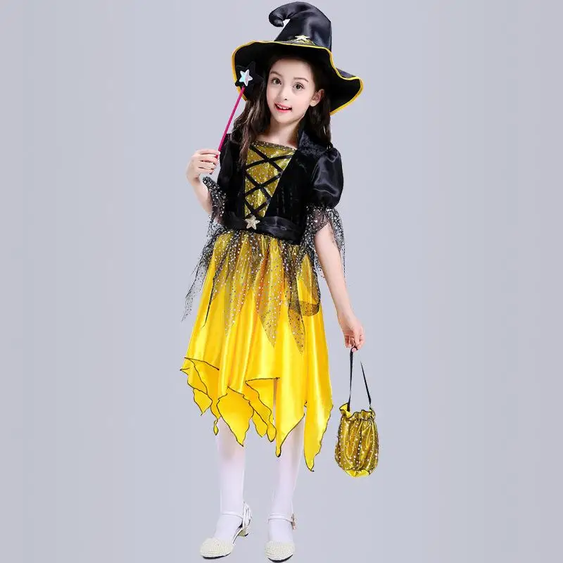 

Детский костюм на Хэллоуин, косплей, юбка принцессы ведьмы для девочек, индивидуальный заказ, наряд для выступления на сцене