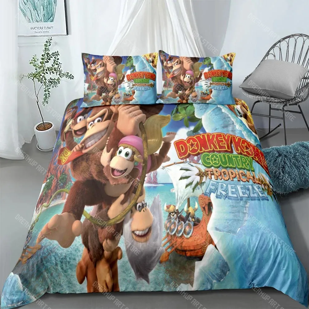 Комплект постельного белья Monkey Cartoon Donkey Kong без простыни King Queen Double Full Twin, одноразмерный комплект постельного белья