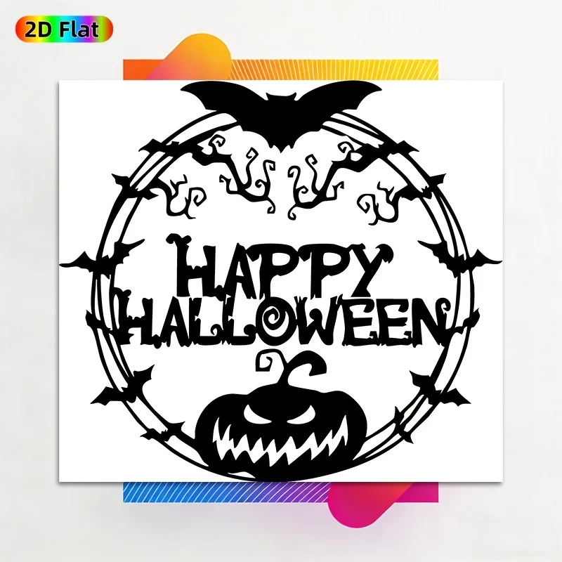 CIFBUY Metal Wall Art 2D Flat Jack O Lantern Bat Sculpture Weather Resistant Indoor Outdoor Garden Porch Home Decor Ornament