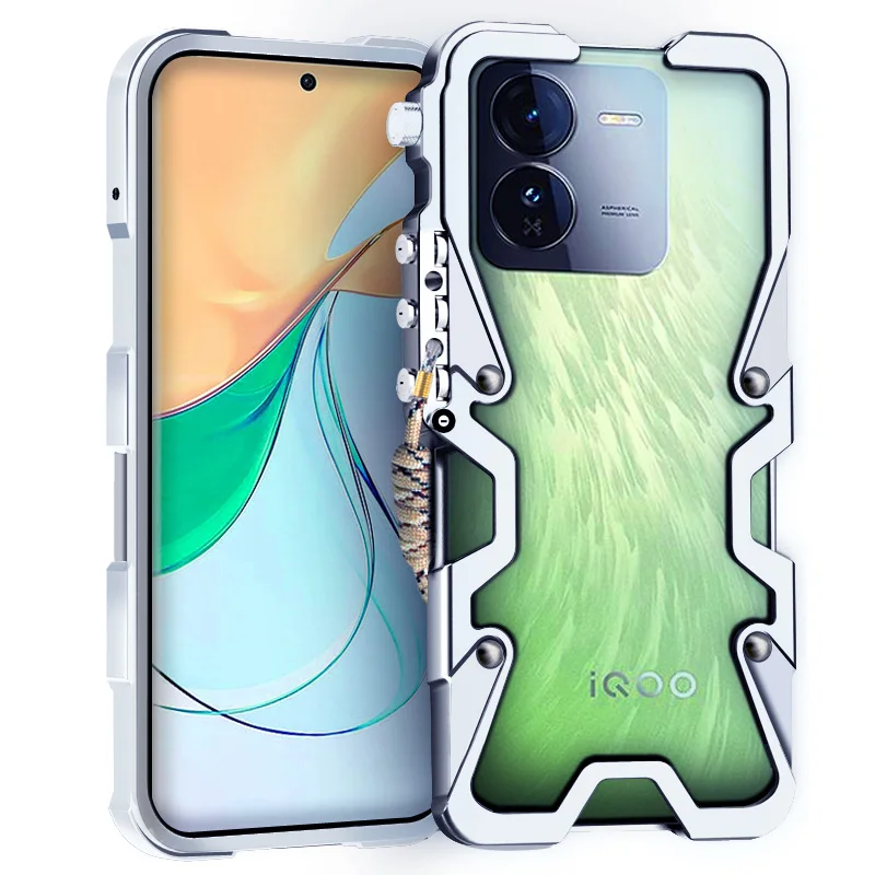 Luxury Armor Metal Aluminum Phone Bumper For Vivo Iqoo Z11 Z10R Z10 Z9S Pro Turbo+ Cover Mechanical Purely Handmade Skull Case view 4