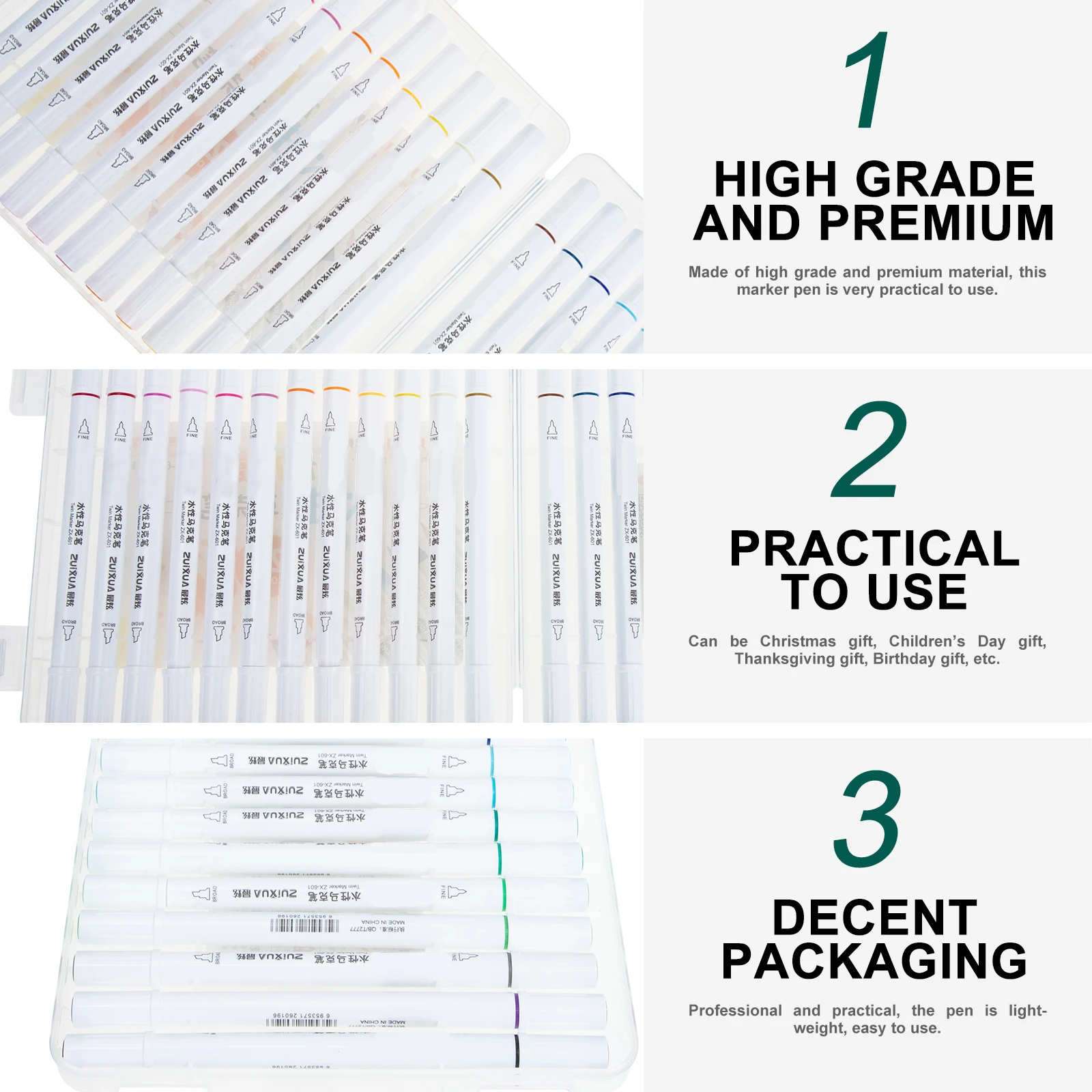 

Art Supplies Marker Pen Set Child Dual Plastic Markers for Coloring Students Paint Pens