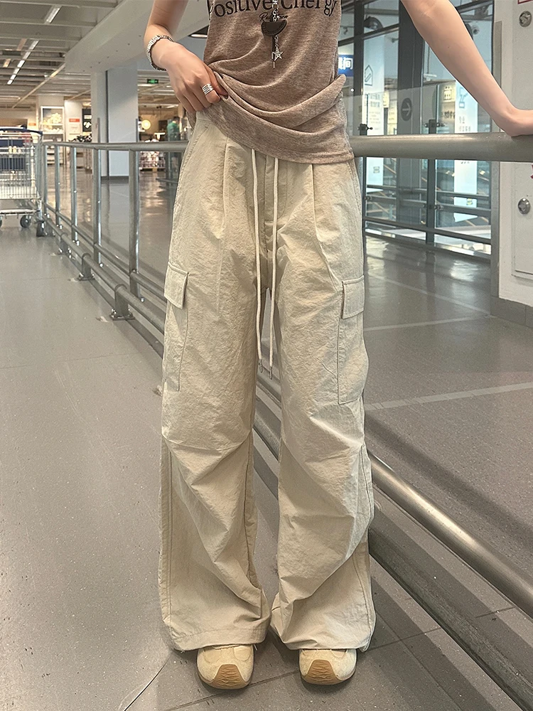 

Бладовые рабочие брюки с несколькими карманами в американском стиле ретро, свободные прямые повседневные брюки для мужчин и женщин, повседневные свободные брюки Cleanfit