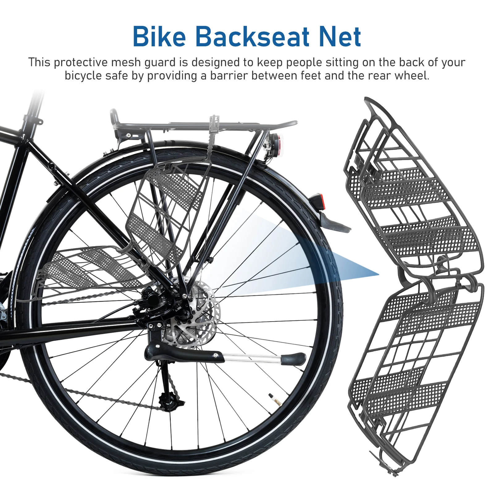 

Universal Bicycle Backseat Protective Mesh Rear Wheel Safety Durable Lightweight Bike Wheel Protector Guard Easy Installation
