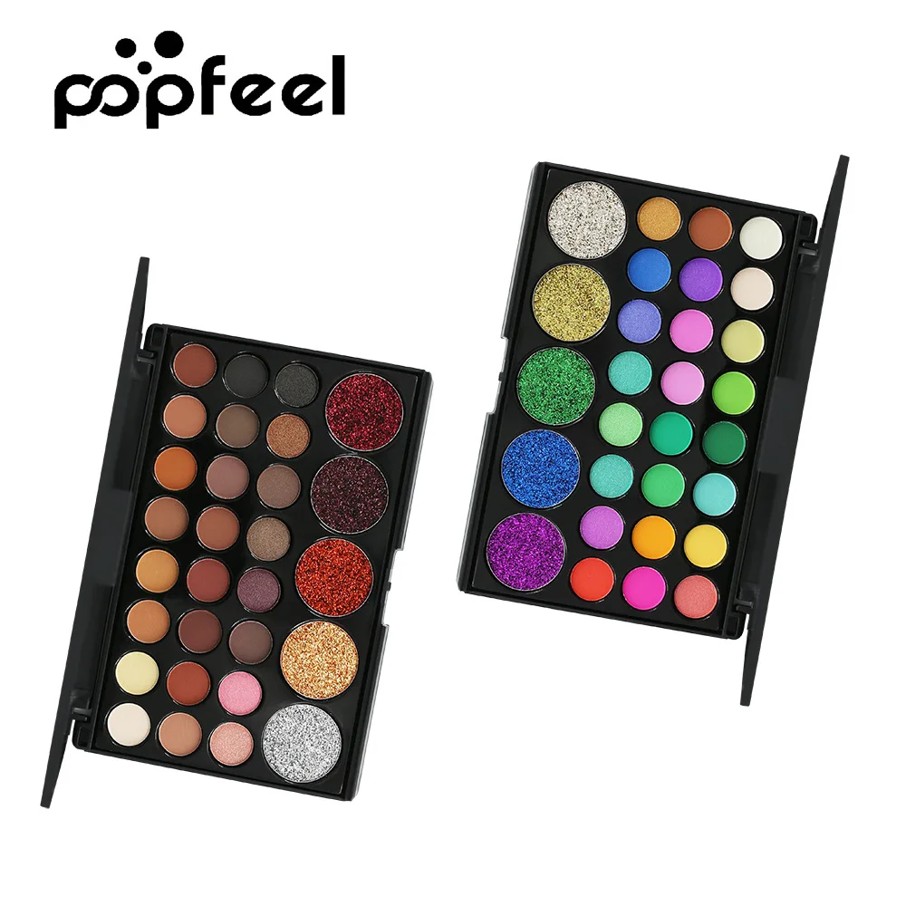 POPFEEL 29 Colors Eyeshadow Palette Nude Earth Tone Smoky Makeup Matte Pearl Glitter Diamond Shimmer Eye Shadow Palette