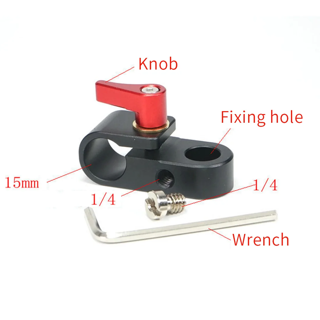 Einzel Rod Clamp 15mm Schiene Stecker Adapter Halterung mit 1/4 "-20 Gewinde Kalten Schuh Halterung für DSLR käfig Rig Mikrofon Licht Halter – Detail 22