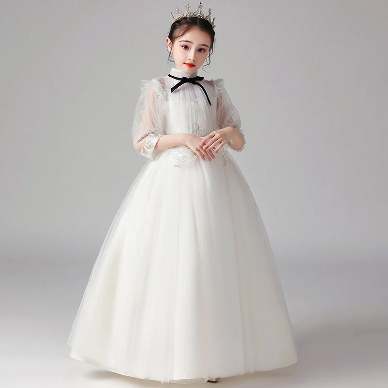 Children Clothing Green Dress for Girls 3 To 14 Year Elegant Formal Evening Dresses Long Luxury Cute Kid Wedding Party Ball Gown