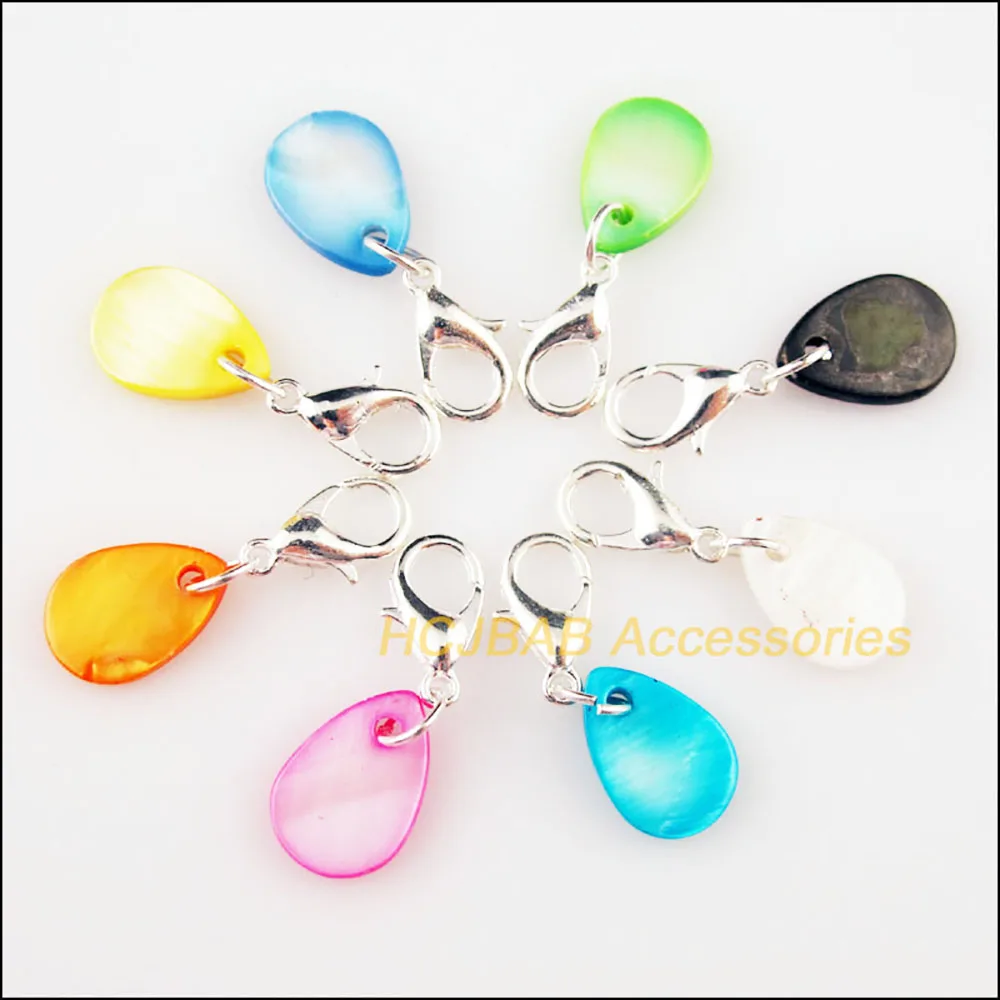 New 16Pcs Mixed Shell Charms Charms Silver Plated Teardrop Cross Star With Clasps J288