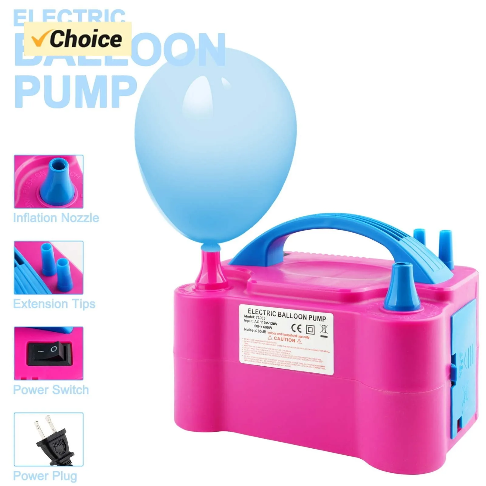 

Portable Electric Double Nozzle Electric Blower Inflator For Party Decoration