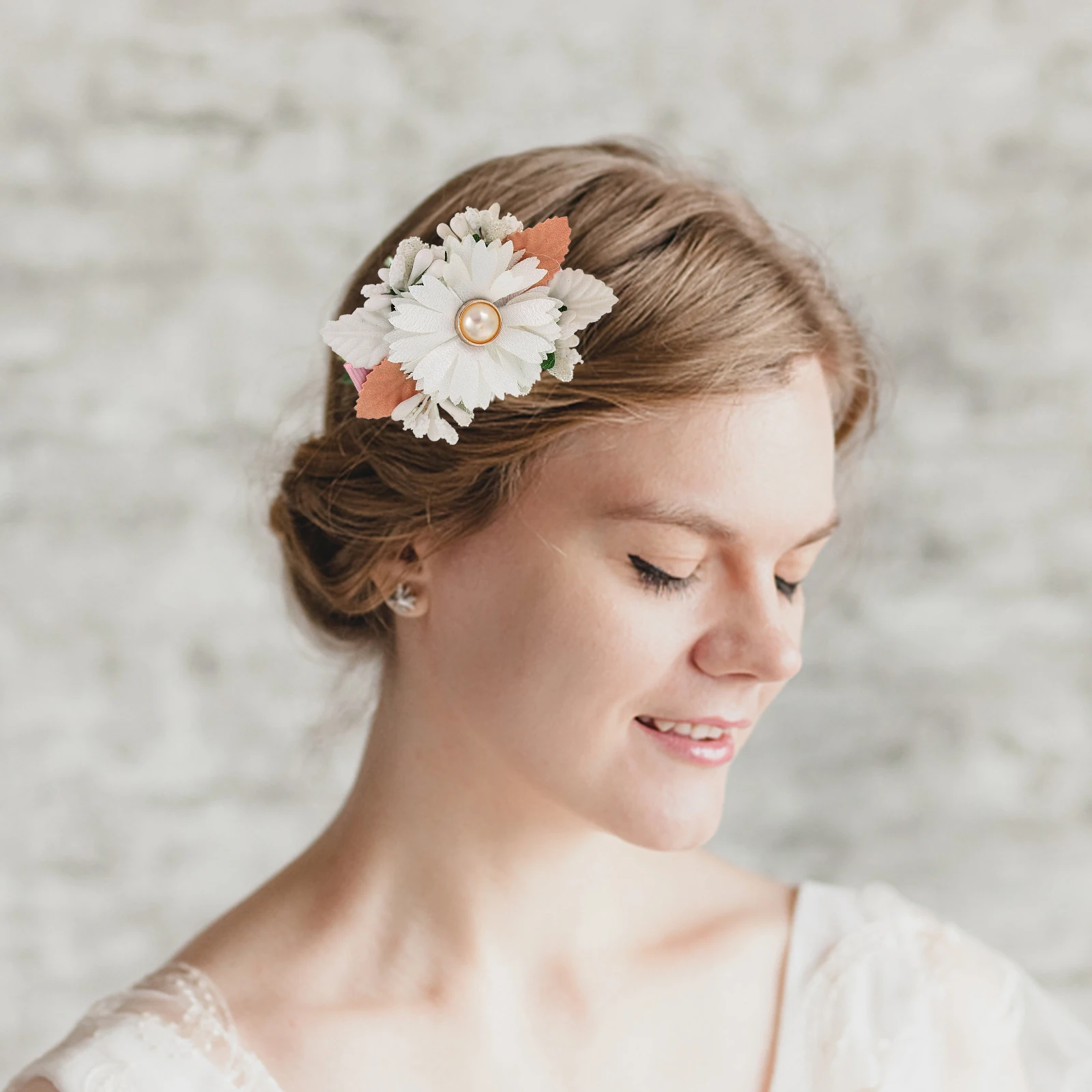 

3pcs Simulated Flower Hair Clips Cloth Material Floral Hair Decor For Bride Bridesmaid Flower Girls Wedding Headdress