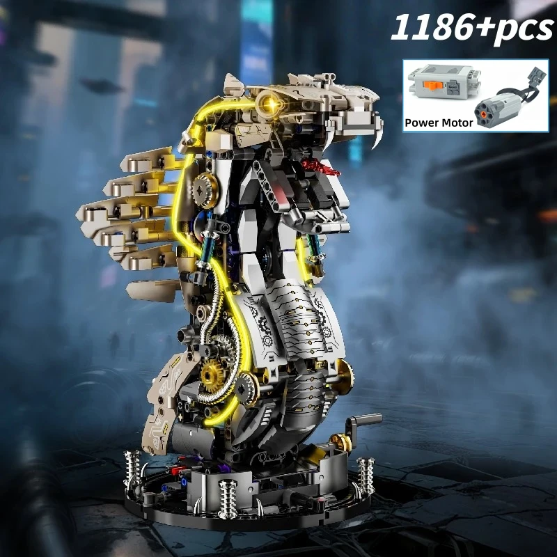 

Technical Gear Linkage King Cobra Building Blocks 1186pcs Mechanical Animal Model With Light MOC Construction Toy Gift Decor