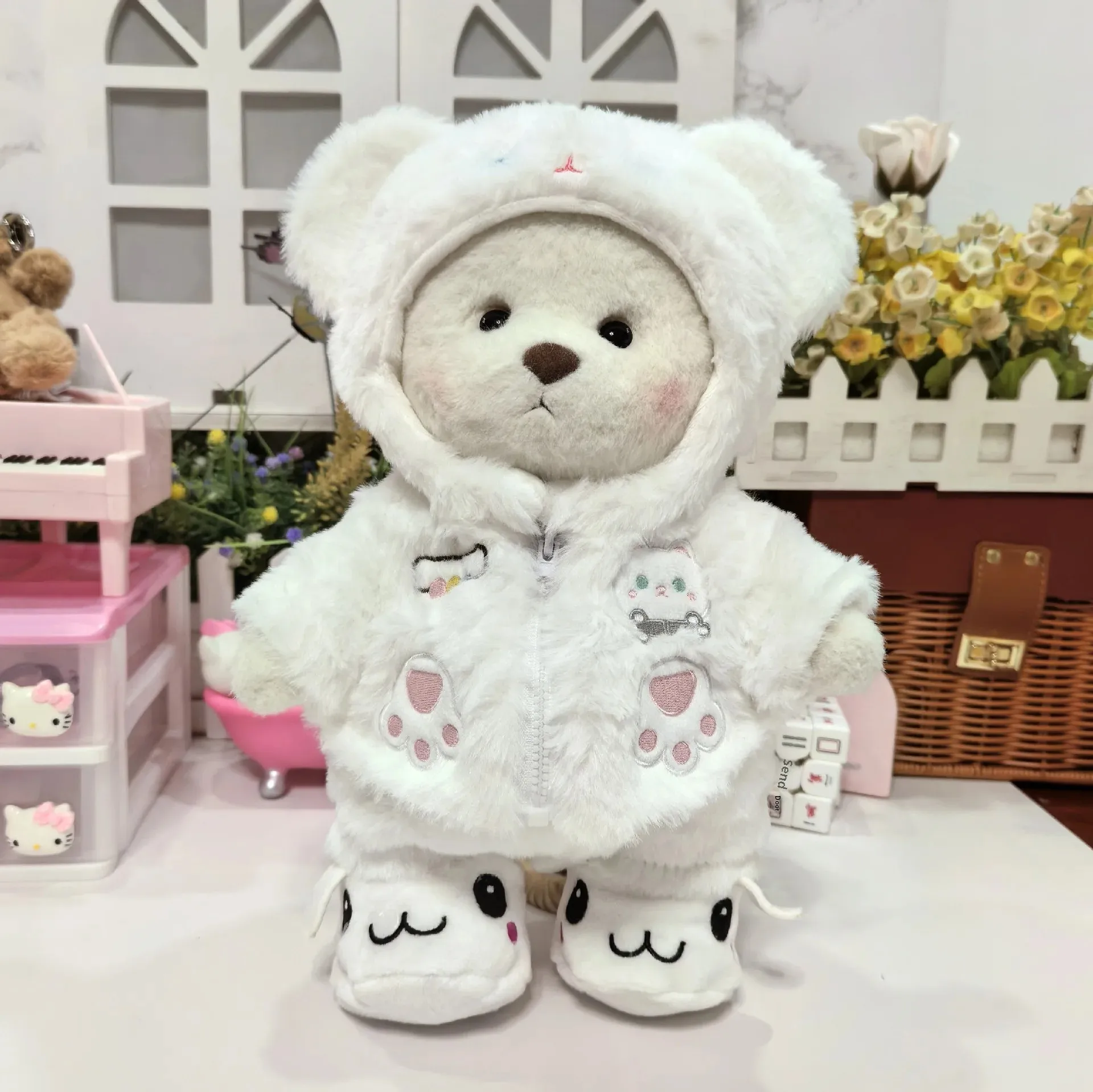 30 سنتيمتر ليندا الدب الملابس متوسطة الحجم ألعاب من نسيج مخملي الملابس الدب بذلة للمنزل ديكور نماذج مصغرة أصل البر الرئيسى الصيني