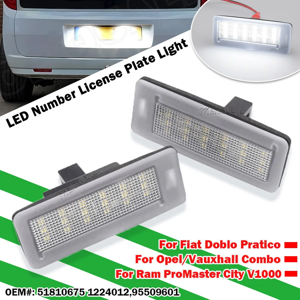 LED-Kennzeichenbeleuchtung für Opel Vauxhall Combo, Nummernschildleuchte für Fiat Doblo 2010-2022, fehlerfrei, weiß