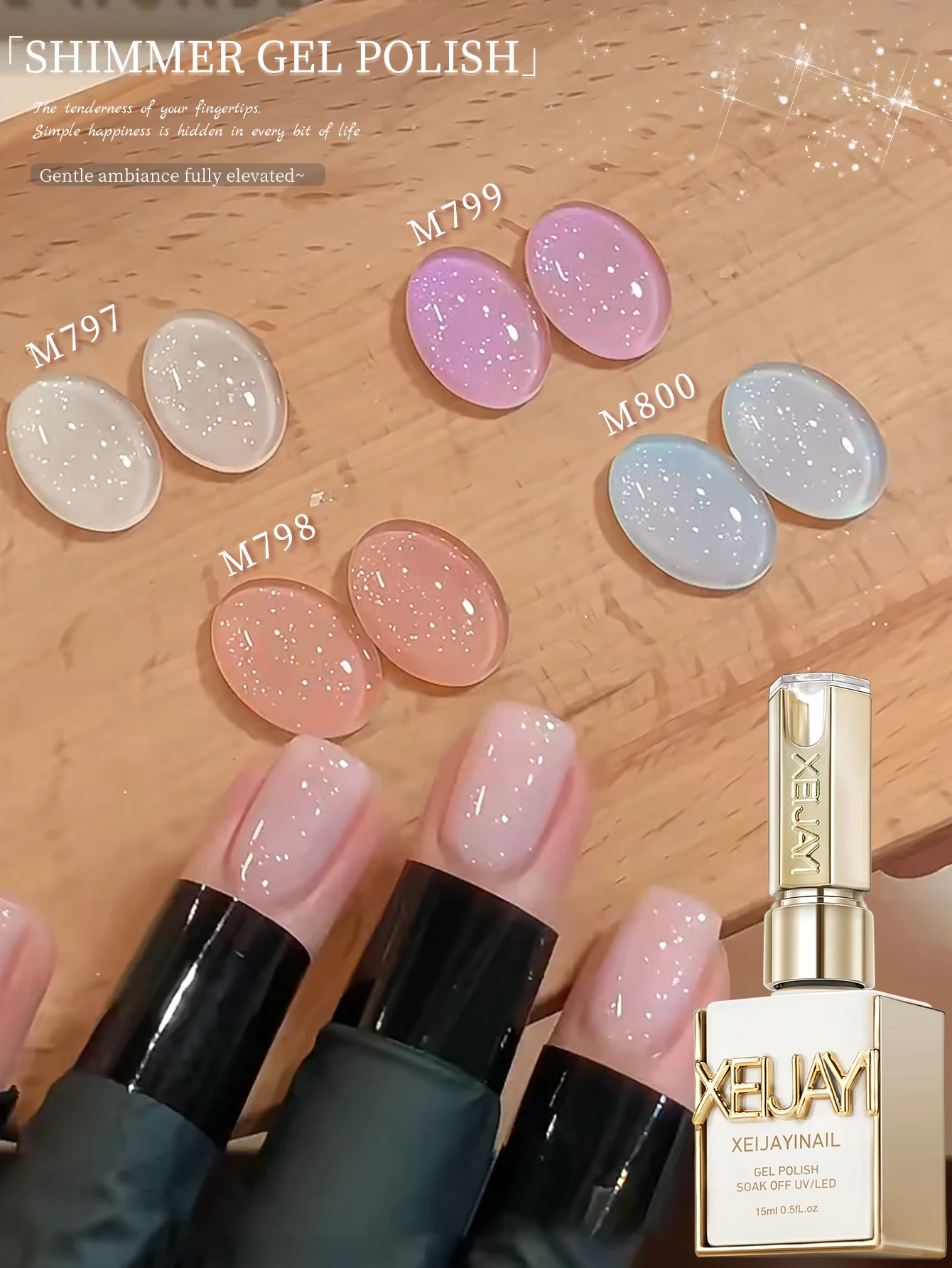 XEIJAYI 4pcs 15ml Flash Gel Nail Polish Set Starter Pure Soak Off No Wipe Nail Gel Polish Suitable