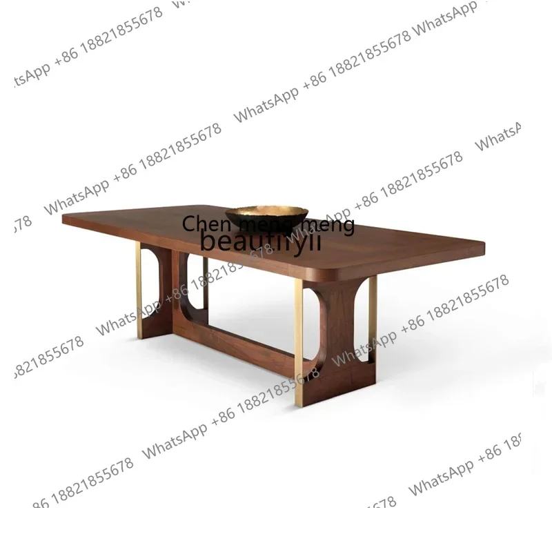 New arrive Medieval metal solid wood dining table rectangular negotiation large board desk Italian designer negotiation table