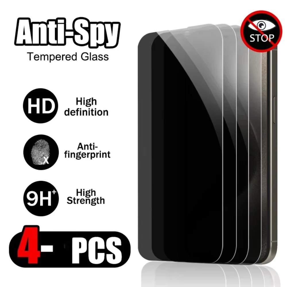 

1-4Pcs Privacy Screen Protector Tempered Glass for iPhone 17 15 16 Plus 14 13 11 12 Pro Max Mini Anti-spy Glass iPhone XS XR 16e