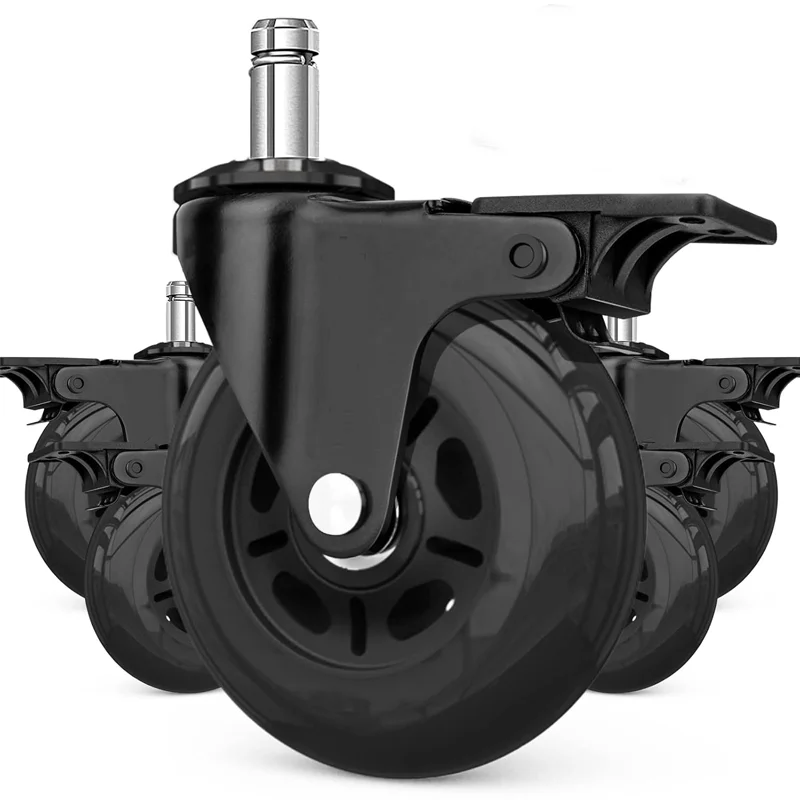 5-個のオフィスチェアキャスターホイール-3-インチスイベルゴムキャスターホイール交換用ソフト安全ローラー家具ハードウェア