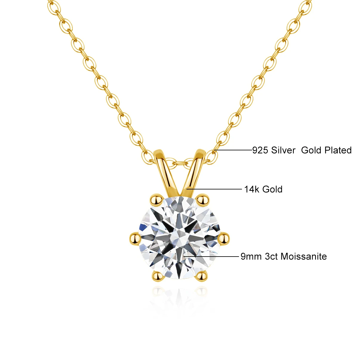 Longue Vue Women's Necklace 14k Gold Moissanite 8