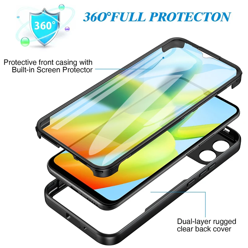 For Redmi A2 360 Full Body Case For Redmi A1 Plus A1 For Redmi A3 Clear Silicone Back Cover Double Side Phone Shell