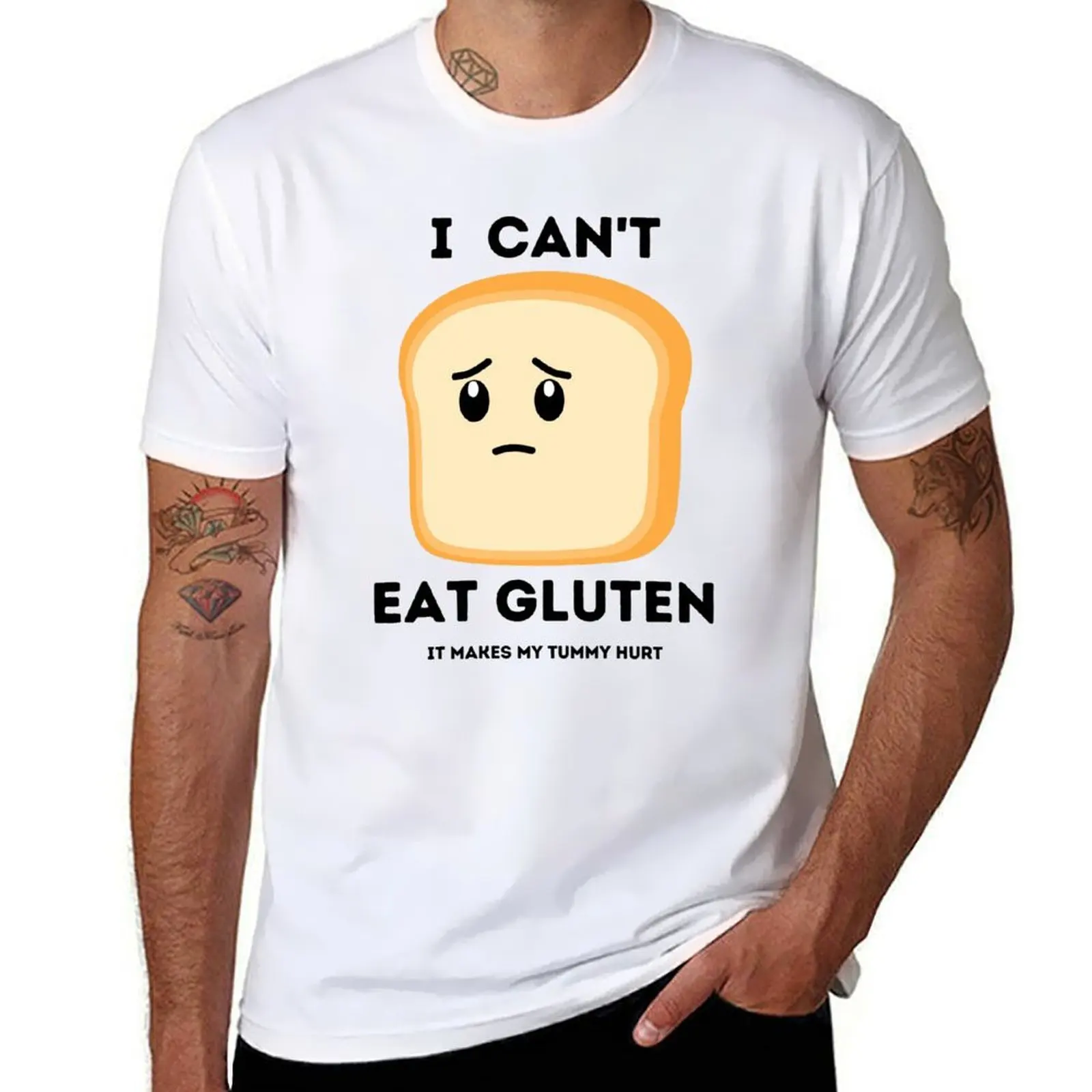 

I Can't Eat Gluten - It makes my tummy hurt T-Shirt cotton t shirt pack man t shirts graphic T-Shirt