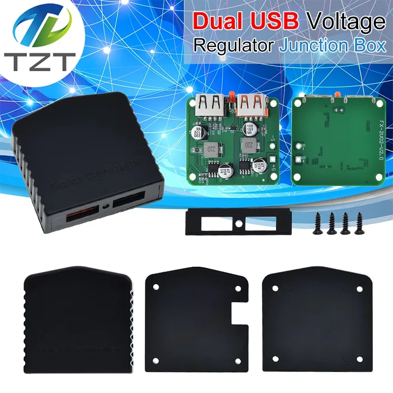 Dual USB 5-18V To 5V 9V 12V 2A/3A PD Fast Charge Solar Panel Power Bank Charge Voltage Controller Regulator With LED Indicator