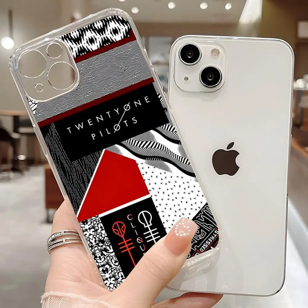 T-Twenty One P-Pilots Phone Case for iphone 15 11 Pro Max 12 Mini 13 14 Xr Xs 6 8 7 Plus Silicone luxury transparent Soft Cover