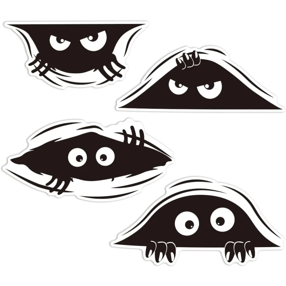 4 Styles Peeking Monster Car Stickers Angry Eyes Car Decals Black Cut Vehicles Stickers Vinyl Car Sticker Bumper Stickers