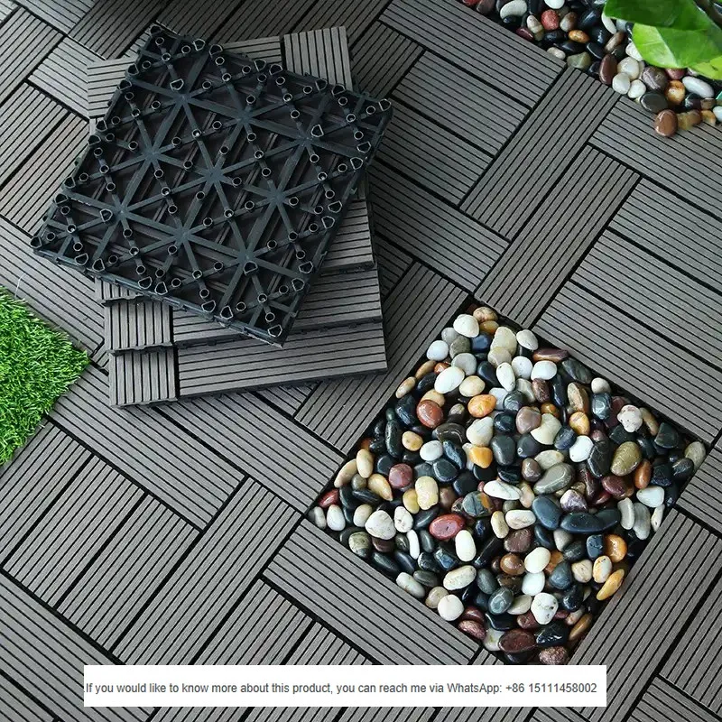 Fashionable Anti-Slip Waterproof 300x300MM Interlocking PVC Floor Tiles Wood-Plastic Design for DIY Outdoor Terrace