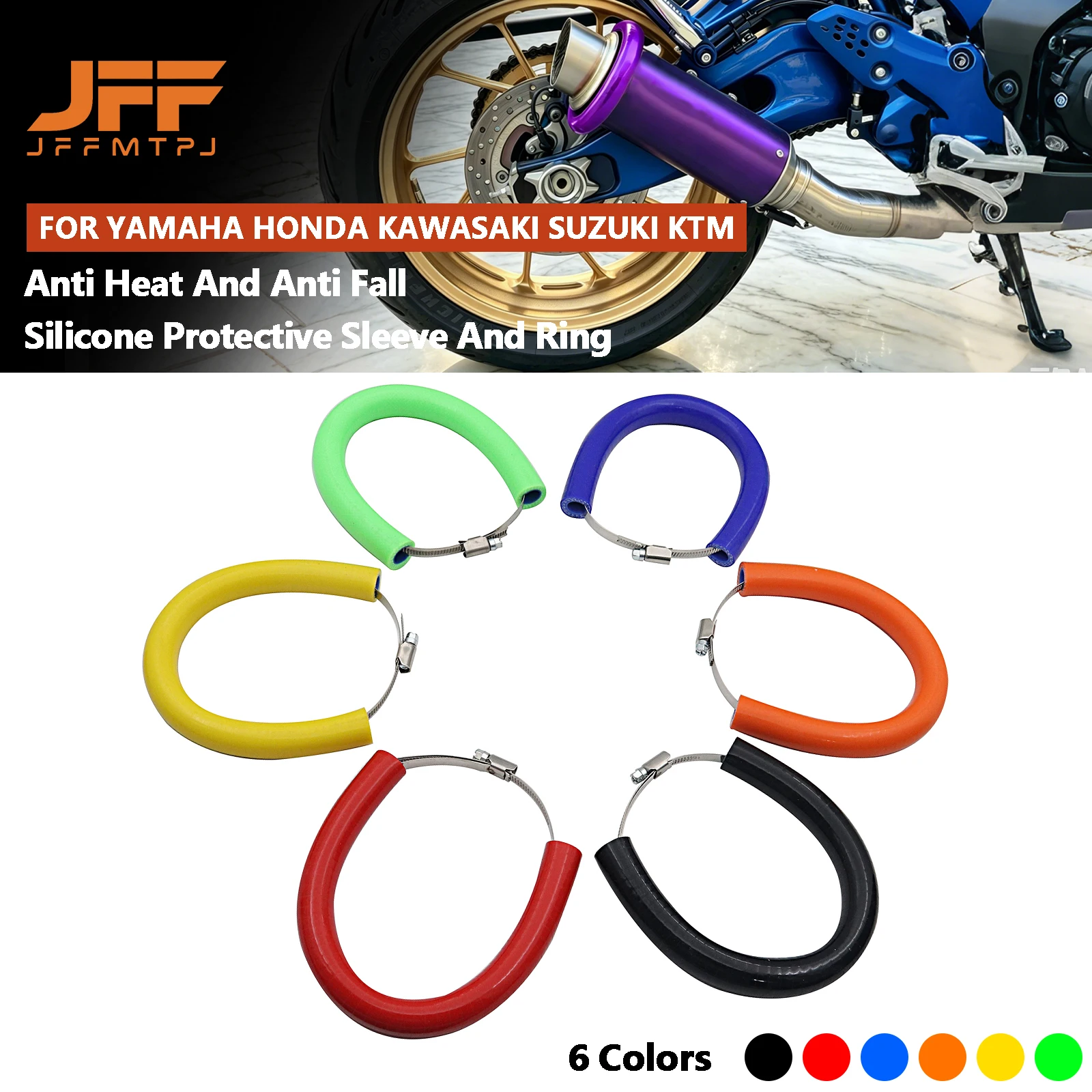 Universal Motorcycle Exhaust pipe Silicone Protector Cover Guard Ring Anti-hot Anti-drop For Yamaha Honda Kawasaki Suzuki KTM