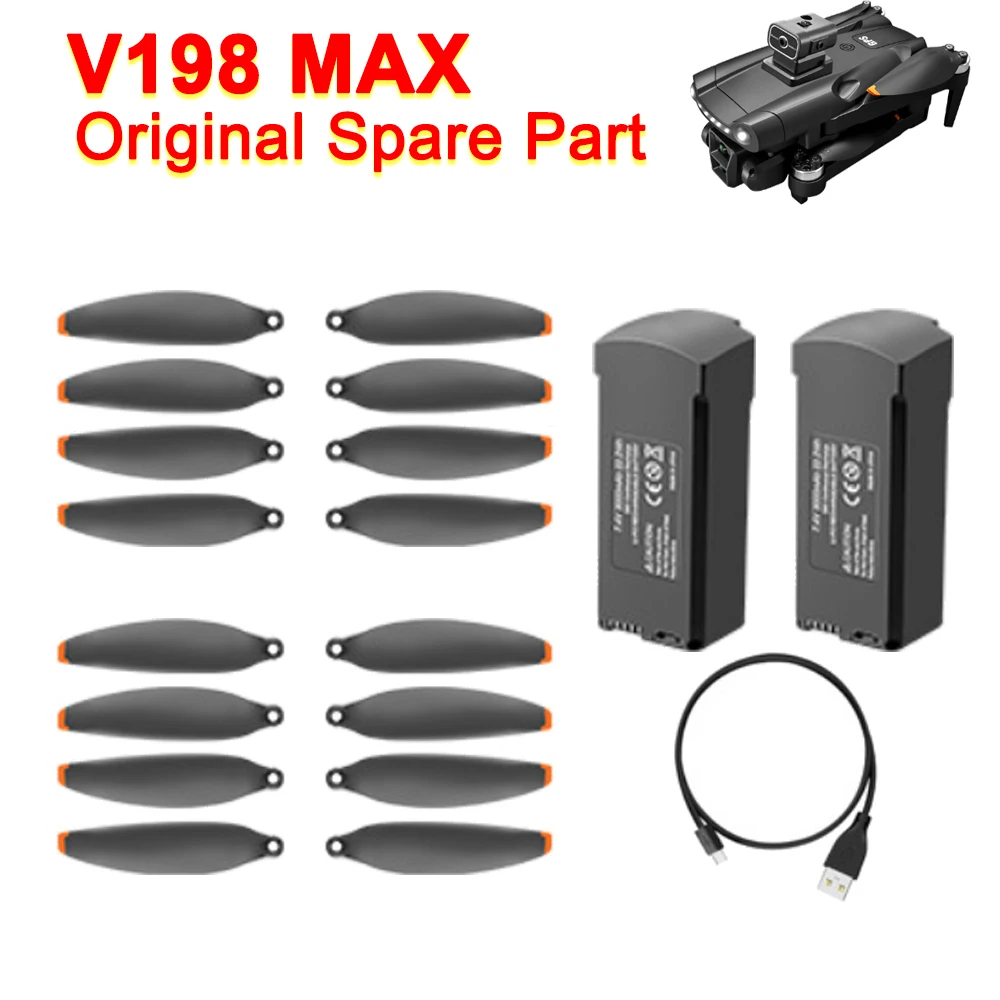 Original Drone Spare part V198 MAX Propeller Blade / 7.4V 3000mAh Battery / USB Charger Part Accessory