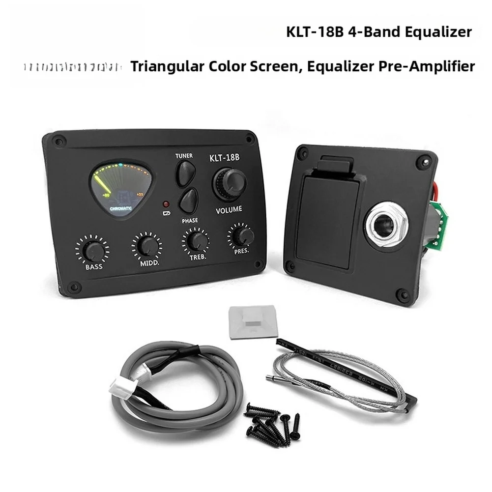 Guitar Pickup Black 4 Band EQ Preamp Clear Display Visibility Bass Middle High Presence Triangle Shaped Interface