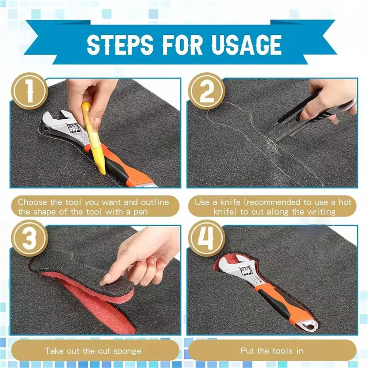 A83Z 2PCS Customizable Foam Sheets for Toolbox Organization, Shock-Absorbing Protection 400x300x50mm