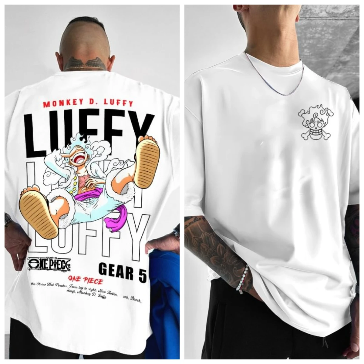 ONE PIECE Monkey D Luffy GEAR 5 Graphic White T-Shirt Cartoon