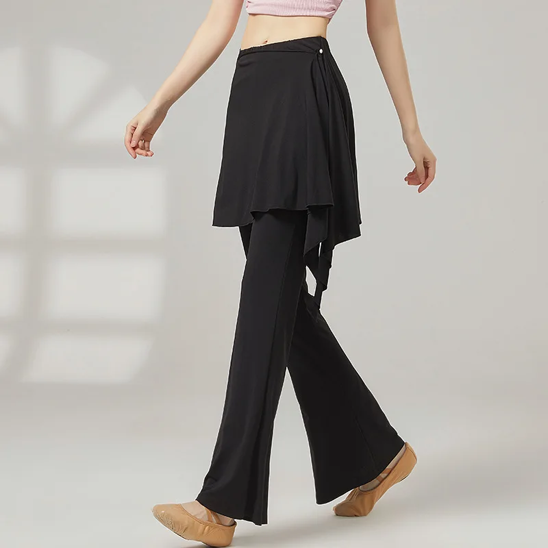 

Ballet Dance Pants For Women Girls Flare Long Trousers High Waist Fitness Yoga Leggings With Skirt Adult Modern Dance Costumes