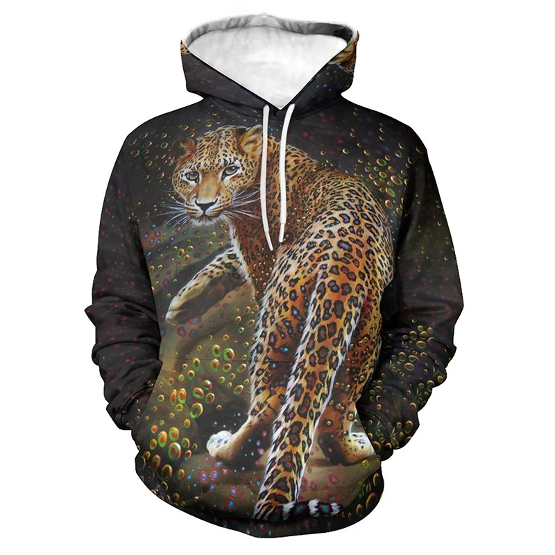 

2022 New Casual Hoodies Leopard 3D Print Clothing Men Women Children Harajuku Fashion Swearshirts Boy Girl Kids Hooded Tops