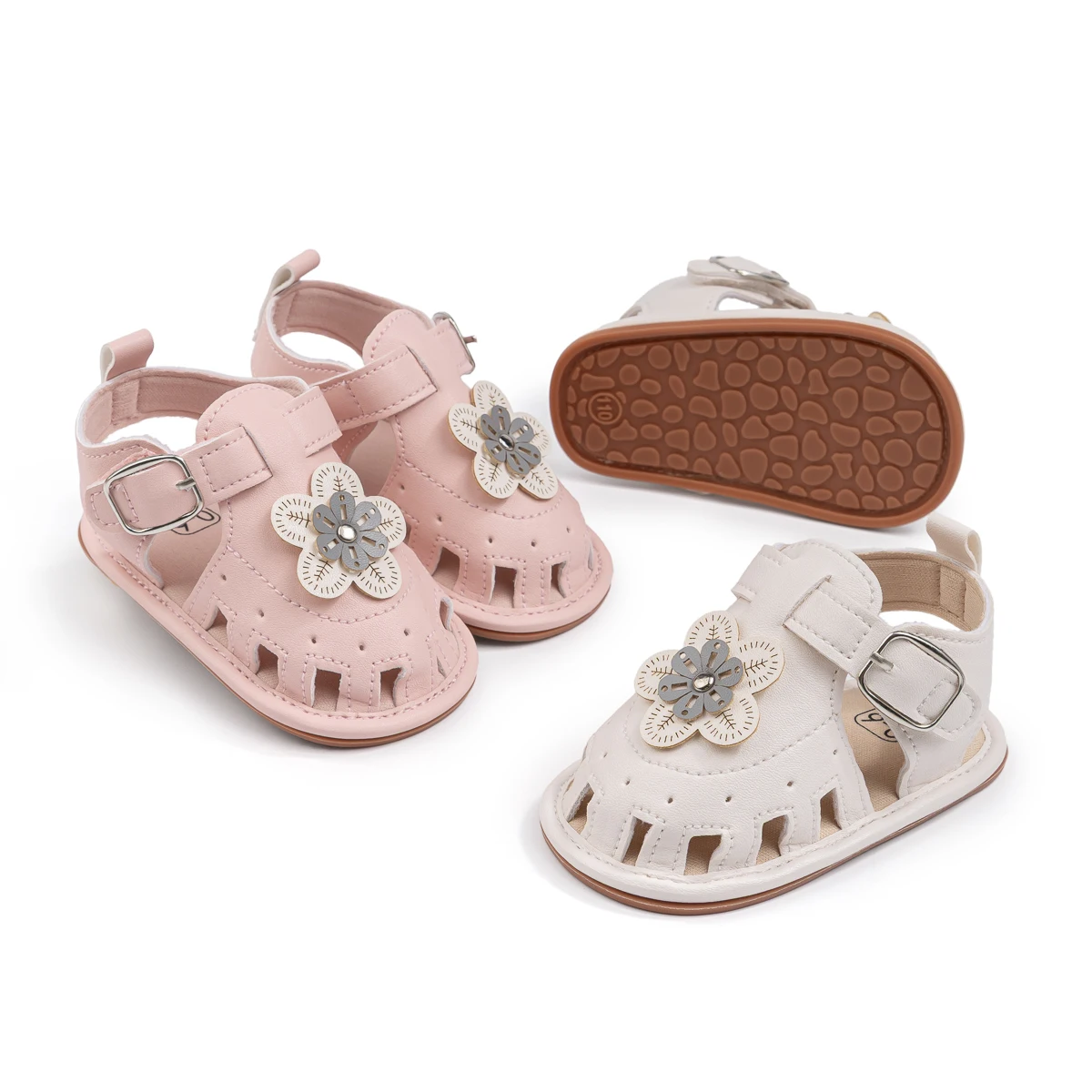 

Summer Cool Baby Girls Shoes Three Dimensional Flowers Fashion Casual Leather Sandals Rubber Soft Anti-slip Sole First Walkers