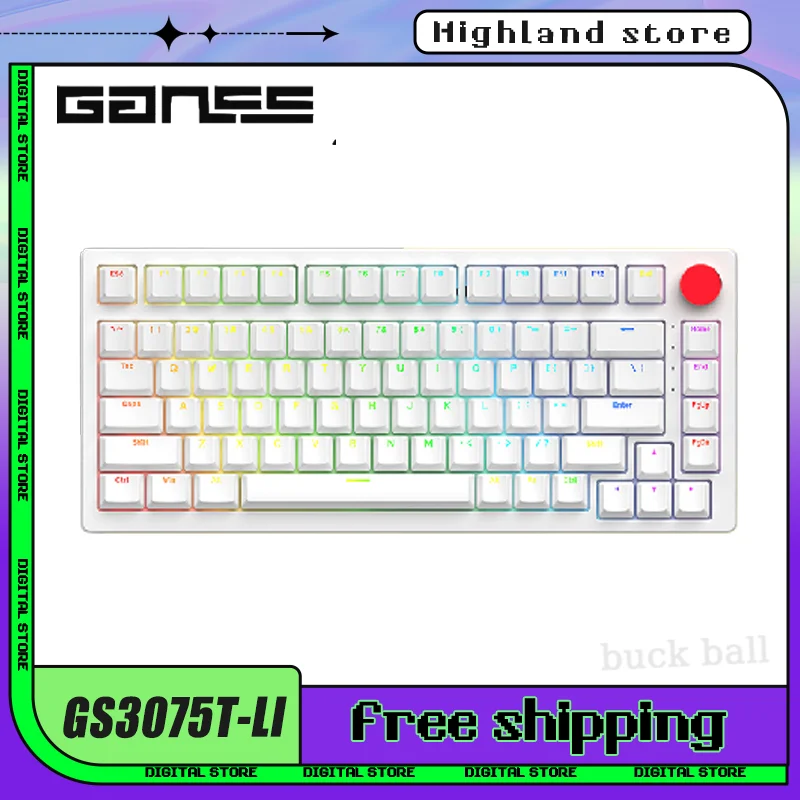 

GANSS GS 3075T-LI 3mode Mechanical Keyboard Wireless Keyboard 2.4G/USB/Bluetooth RGB Light Hot Swap Esports Gamer Keyboards Gift