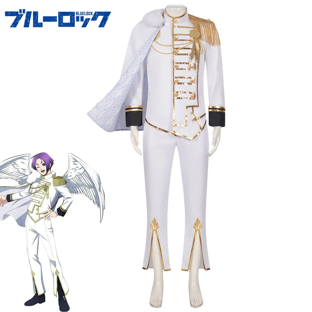 Anime Azul Bloqueio Reo Mikage Traje Cosplay para Homens, Anjo Dourado Branco e Demônio Uniforme, Peruca, Fato de Festa Halloween