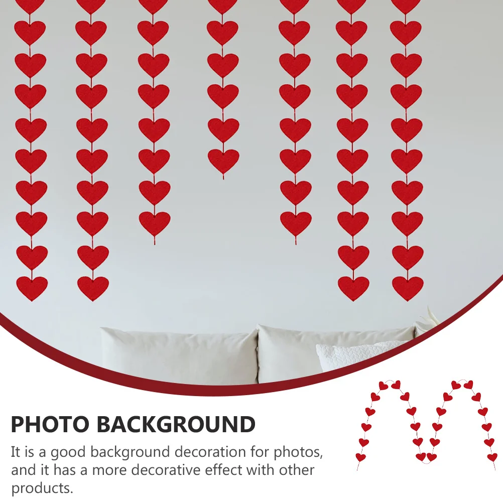 

3pcs Heart Shape Garland Decorative Banner For Valentine'S Day Wedding Party Hanging Pull Flag Red Festive Decoration