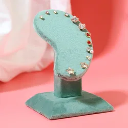 1pc Fashion Velvet Ear Shaped Earrings Display Stand Portable Stud Earring Jewelry Storage Rack Desktop Jewellery Organizers