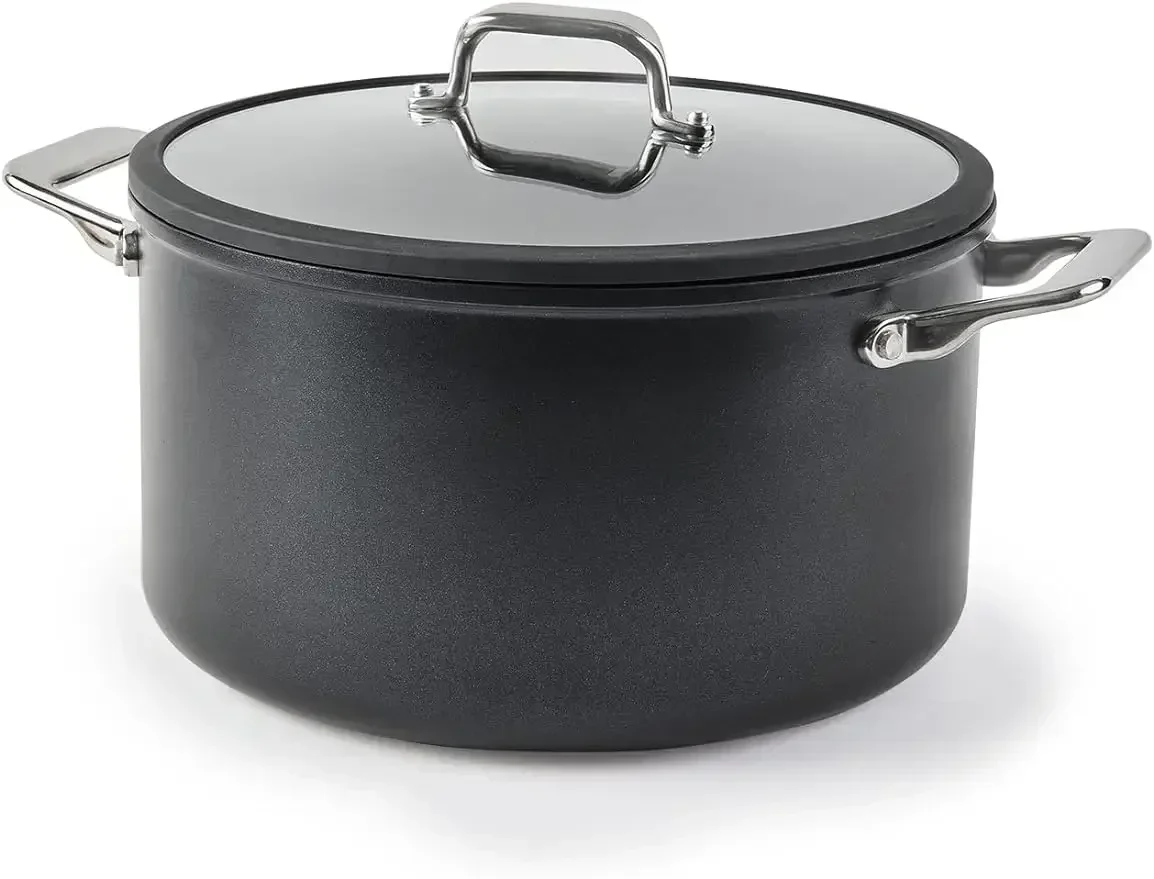 Misen Nonstick StockPot with Lid - 8 QT Stew & Soup Pot - Stay Cool Handles, Induction Ready, Non-toxic Coating