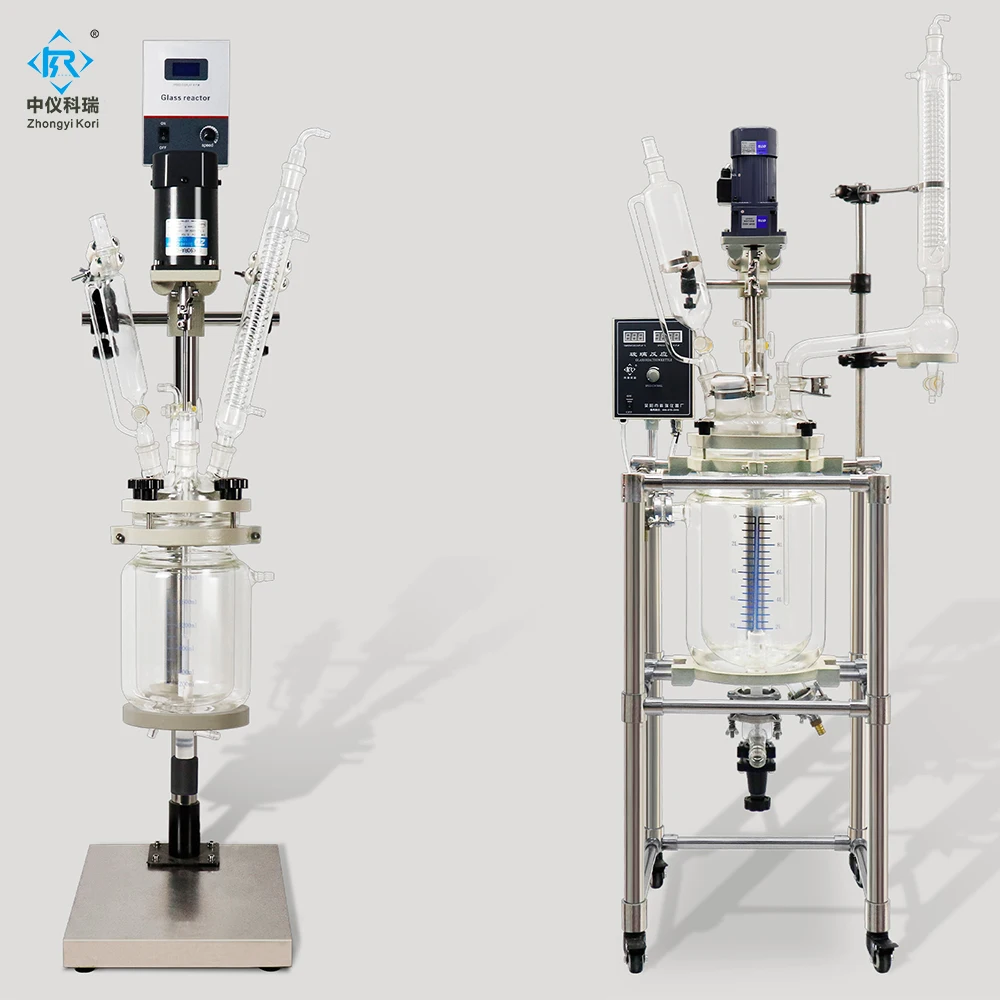 SF-2L Lab Chemical Glass Reactor Dual jacketed Crystallization acid proof Reactor W Double Wall Bioreactor Vessel for Sale