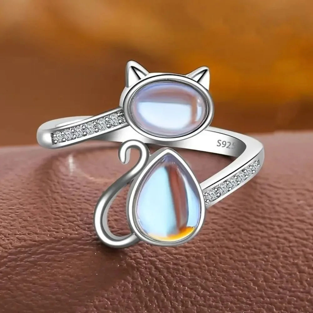 1Pc New Adjustable Cat-Shaped Ring, Cartoon Design, Small and Cute, Women's Accessory for Daily Wear, Dating, and Commuting, Perfect Gift for Friends, Classmates, and Lovers, Can Be Worn All Year Round