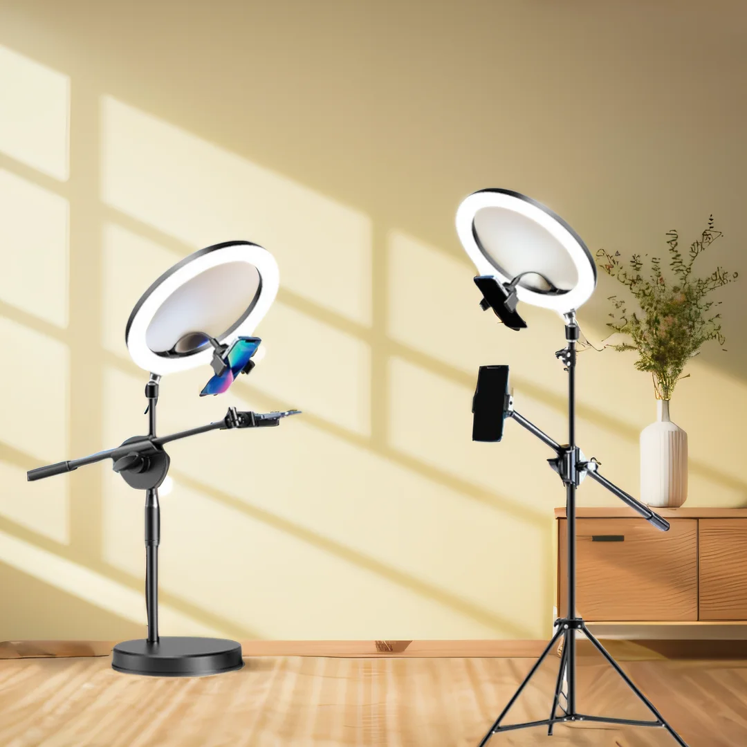 Floor Overhead Tripod for Phone with Ring Light Desktop Cellphone Bracket for Video Shooting Photography Shooting Floor Stand