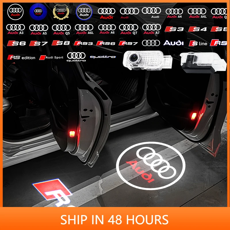 2 قطعة جهاز عرض (بروجكتور) ليد مصباح شبح الظل باب السيارة ترحيب ضوء لأودي Sline A1 A3 A4 A5 A6 A7 Q3 Q5 Q7 A8 SQ5 R8 B5 B6 B8 C5 C8 8P