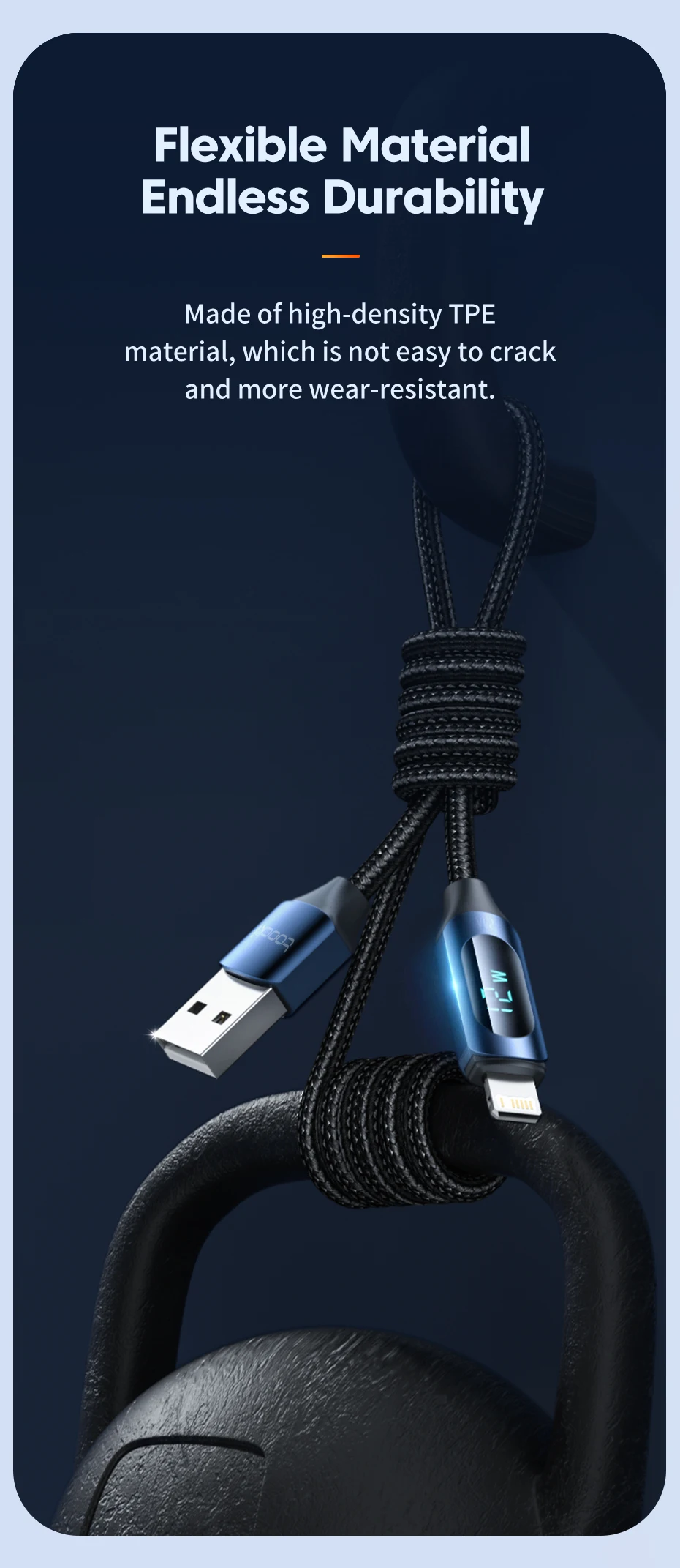 Toocki USB-Lightning-Kabel 2.4A Digital-Display-Kabel für iPhone 14 13 12 Pro Max 8 7 6 5 für iPhone Lightning-Ladekabel – Detail 10